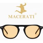 Macerati Vintage Huge Kadın Güneş Gözlüğü UV Filtreli Turuncu Cam ve Siyah Çerçeve ile Şık Tasarım