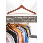 Macgon 12'li Ahşap Görünümlü Plastik Askı