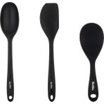 Macgon Füme Renkli Silikon 3lü Büyük Kaşık, Pilav Kaşığı ve Spatula Seti