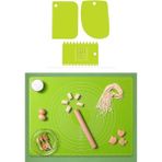 Macgon Hamur Seti 4lü Set Silikon Ölçekli Hamur Açma Matı + 3 Lü Hamur Kesme Aparatı Spatulası Börek Mantı