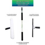 Macgon Metal Cam Çekpas Çek Çek 45 Cm+Mikrofiber Peluş+Teleskobik Uzatmalı Sap 3 mt Cam Temizlik Seti 45 cm