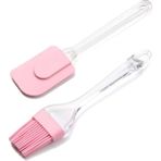 Macgon Plastik Saplı Silikon Büyük Boy Fırça Pavia Spatula 2 Li Pembe