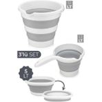Macgon Pratik Katlanabilir Temizlik Seti Kova 12LT + Badya 5lt +Maşrapa 1,2lt Gri