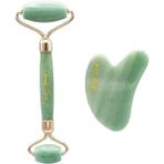 Macgon Roller ve Gua Sha %100 Orijinal Taşı Yüz Masaj Rulosu Anti-Aging, Deri Altı Toksin Atıcı