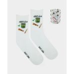 Macha Socks – Desenli Unisex Beyaz Soket Çorap