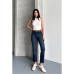 macharel jeans Bilek Boy Slim Fit Mom Lacivert Jean Tint Kahve