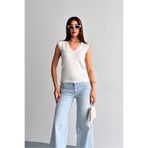 macharel jeans Kadın Dantel Detaylı V Yaka Triko Bluz