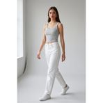 macharel jeans Kadın Likralı Pamuk Basic Gri Bluz