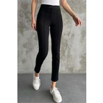 macharel jeans Kadın Siyah Yüksek Bel Toparlayıcı Dar Paça Çimalı Kumaş Pantolon