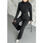 macharel jeans Yarım Balıkçı Örgü Crop Kazak Pantolon Triko Alt-üst Takım