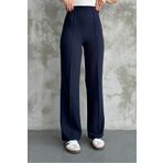 macharel jeans Yeni Sezon Kadın Likralı Beli Lastikli Bol Paça Palazzo Lacivert Pantolon