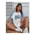 Machetta Büyük Beden Beyaz Renkli Kol Brooklyn Baskılı Oversize Unisex T-shirt