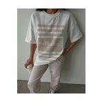 Machetta Büyük Beden Kadın Yazlık Wellbeing Fashion Style Baskılı Bisiklet Yaka T-shirt Eşofman Takımı