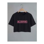 Machetta Kız Çocuk Black Pink Baskılı Crop T-shirt