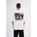 Machinist Alf Baskılı Ekru Oversize Erkek T-shirt