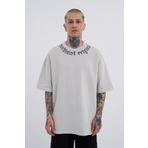 Machinist Blockbuster Baskılı Açık Bej Spotted Yıkamalı Oversize Erkek T-shirt