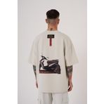 Machinist Carpet Patch Baskılı Gri Oversize Erkek T-shirt