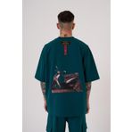 Machinist Carpet Patch Baskılı Petrol Yeşili Oversize Erkek T-shirt