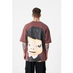 Machinist Cosmic Light Baskılı Mürdüm Oversize Erkek T-shirt
