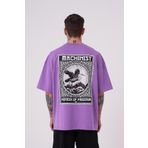 Machinist Crane Patch Baskılı Mor Oversize Erkek T-shirt