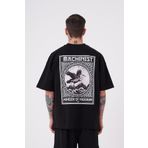 Machinist Crane Patch Baskılı Siyah Oversize Erkek T-shirt