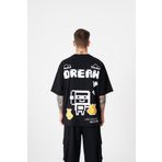 Machinist Dream ROB Baskılı Siyah Oversize Erkek T-shirt