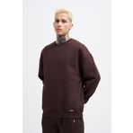 Machinist Erkek Basic Bisiklet Yaka Oversize Kahverengi Sweatshirt