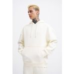 Machinist Erkek Basic Kapüşonlu Oversize Ekru Sweatshirt