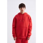 Machinist Erkek Basic Kapüşonlu Oversize Kırmızı Sweatshirt