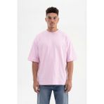 Machinist Erkek Basic Pamuklu Super Oversize Tişört Pembe