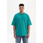 Machinist Erkek Basic Super Pamuklu Oversize Tişört Benetton Yeşili - XL
