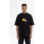 Machinist Erkek Bilardo Topu Nakışlı Oversize Tişört Siyah - Dark Black