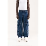Machinist Erkek Cep Detaylı Baggy Jean Mavi Pantolon
