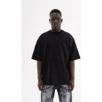 Machinist Erkek Çiçek Nakışlı Double Face Oversize Tişört Siyah - Dark Black - XL