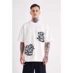 Machinist Erkek Dama Patch Oversize Ekru Tişört
