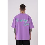 Machinist Erkek Macstar Nakışlı Mor Oversize Erkek T-shirt