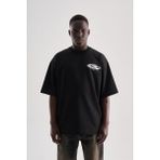 Machinist Erkek Metal Space Oversize Tişört Siyah - Dark Black - XL