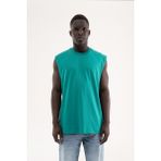 Machinist Erkek Oversize Bisiklet Yaka Basic Atlet Benetton Yeşili - XL