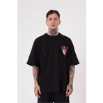Machinist Flower Patch Baskılı Siyah Oversize Erkek T-shirt