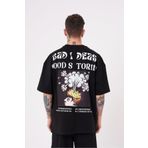 Machinist Good Stories Baskılı Siyah Oversize Erkek T-shirt