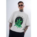 Machinist Herb Printed Baskılı Gri Oversize Erkek T-shirt