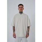 Machinist High Neck Baskılı Gri Oversize Erkek T-shirt