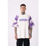 Machinist Kol Baskılı Ekru Oversize Erkek T-shirt
