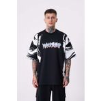 Machinist Kol Baskılı Siyah Oversize Erkek T-shirt
