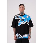 Machinist Lotus Flower Baskılı Siyah Oversize Erkek T-shirt