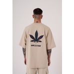 Machinist Macstar Leaf Baskılı Açık Bej Oversize Erkek T-shirt