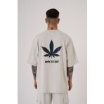 Machinist Macstar Leaf Baskılı Gri Oversize Erkek T-shirt