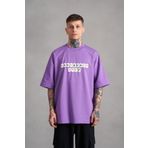 Machinist Mch Mahhong Baskılı Mor Oversize Erkek T-shirt