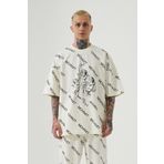 Machinist Mchnst Angels Baskılı Krem Oversize Erkek T-shirt