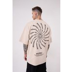 Machinist Money Roles Baskılı Açık Bej Oversize Erkek T-shirt